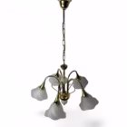 Lustră vintage din metal și sticlă mată în formă de floare, 5 brațe Corpuri de iluminat