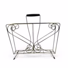 Suport reviste vintage Mid-Century din metal auriu, model cu volute Decoratiuni