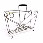 Suport reviste vintage Mid-Century din metal auriu, model cu volute Decoratiuni