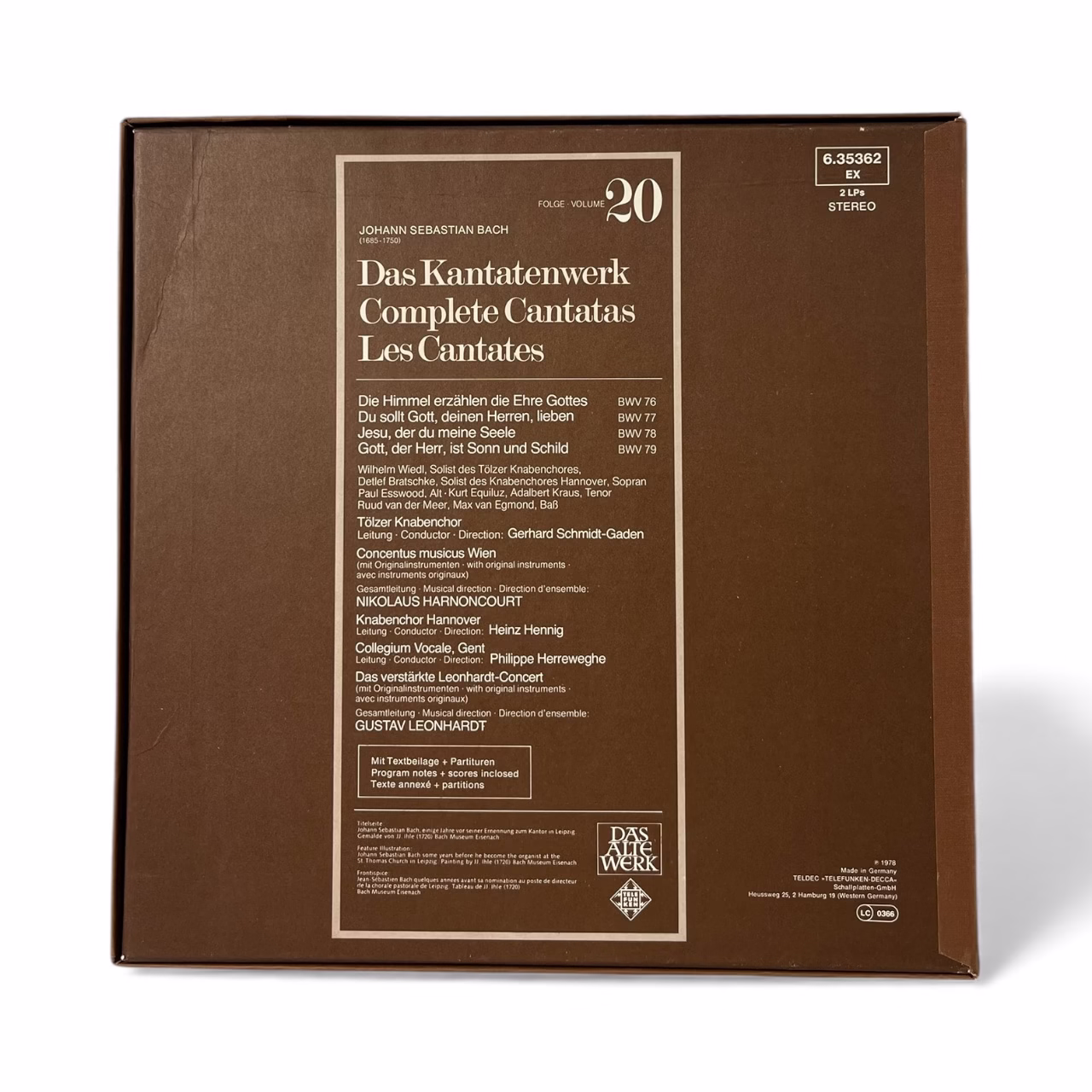 Johann Sebastian Bach – Das Kantatenwerk Vol. 20 (2LP + Album Partituri) – Colecție Telefunken Decoratiuni