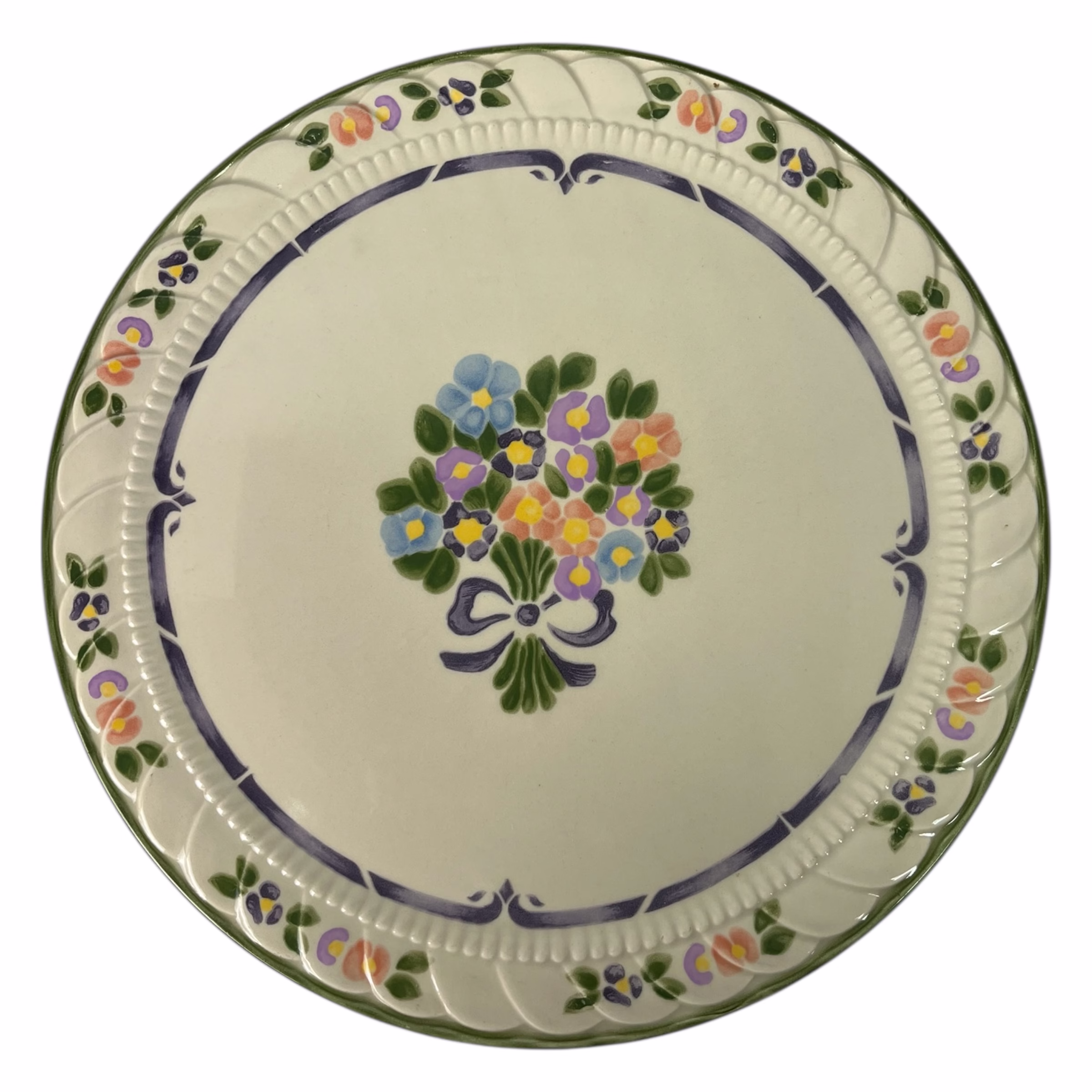 Platou decorativ Zeller Keramik Biedermeier pictat manual cu motive florale