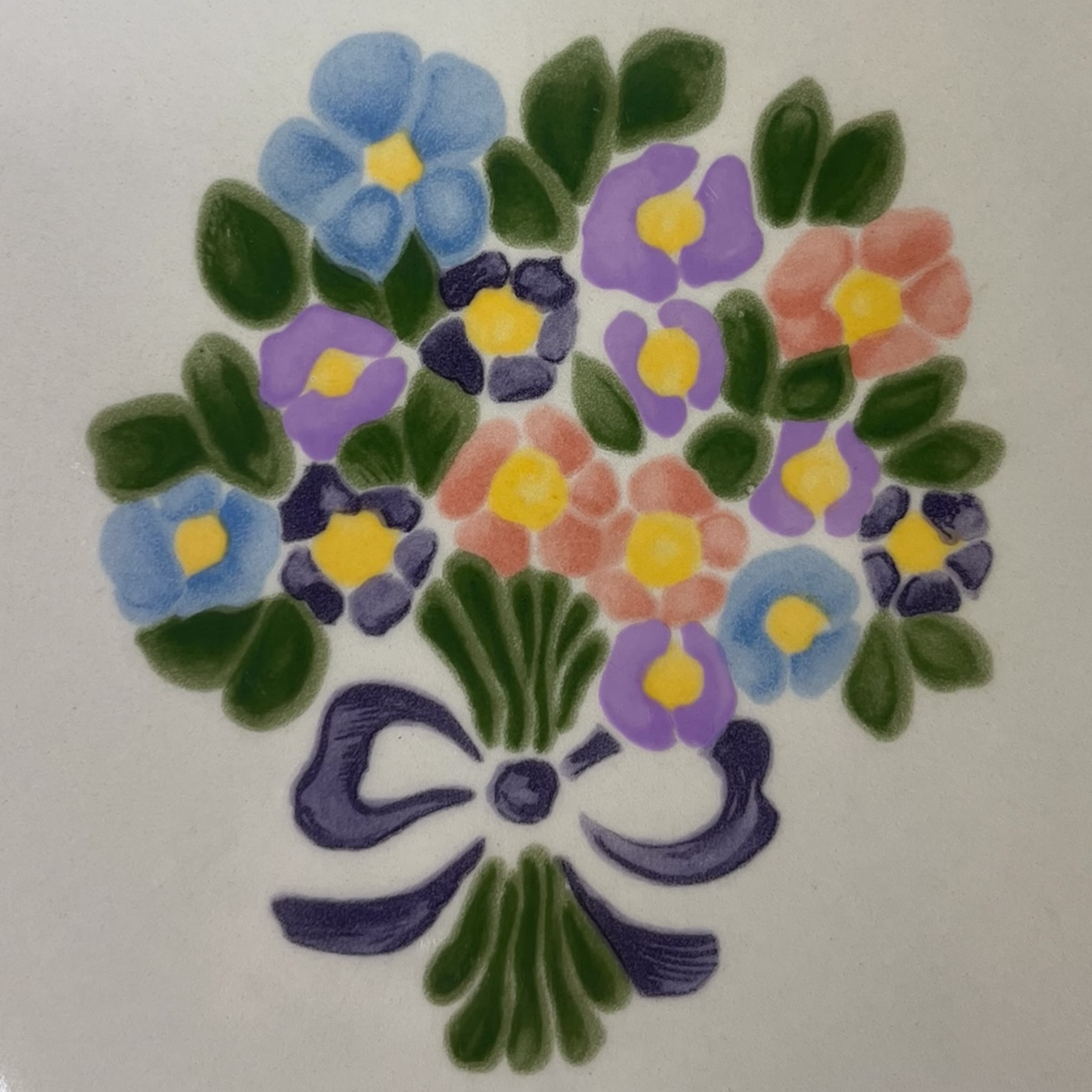 Platou decorativ Zeller Keramik Biedermeier pictat manual cu motive florale Platouri