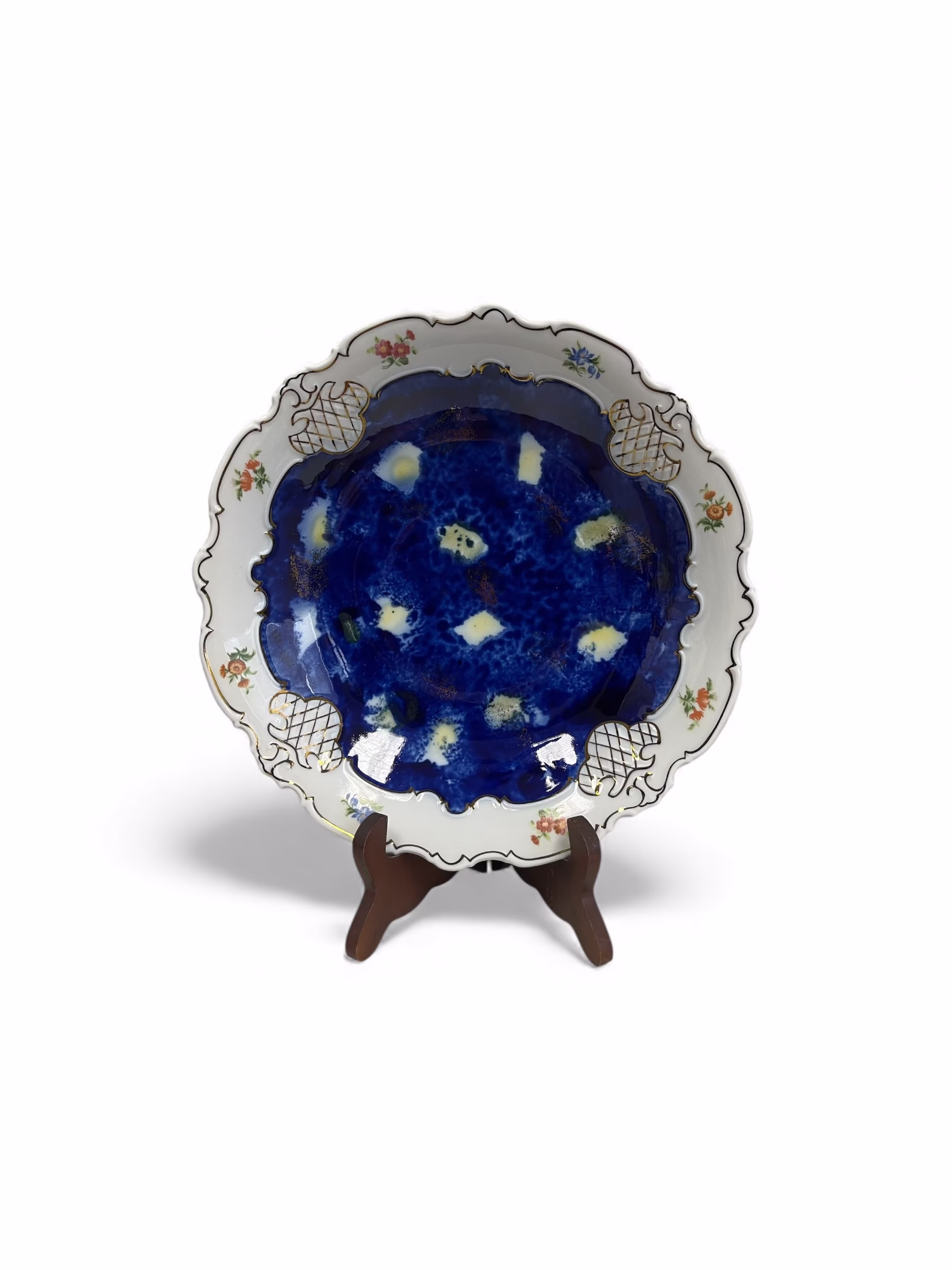 Platou decorativ vintage Seltmann Weiden Bavaria, cobalt intens