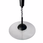Lustră suspendată vintage Mid-Century Modern, metal negru și disc din sticlă groasă, reglaj pe înălțime Corpuri de iluminat
