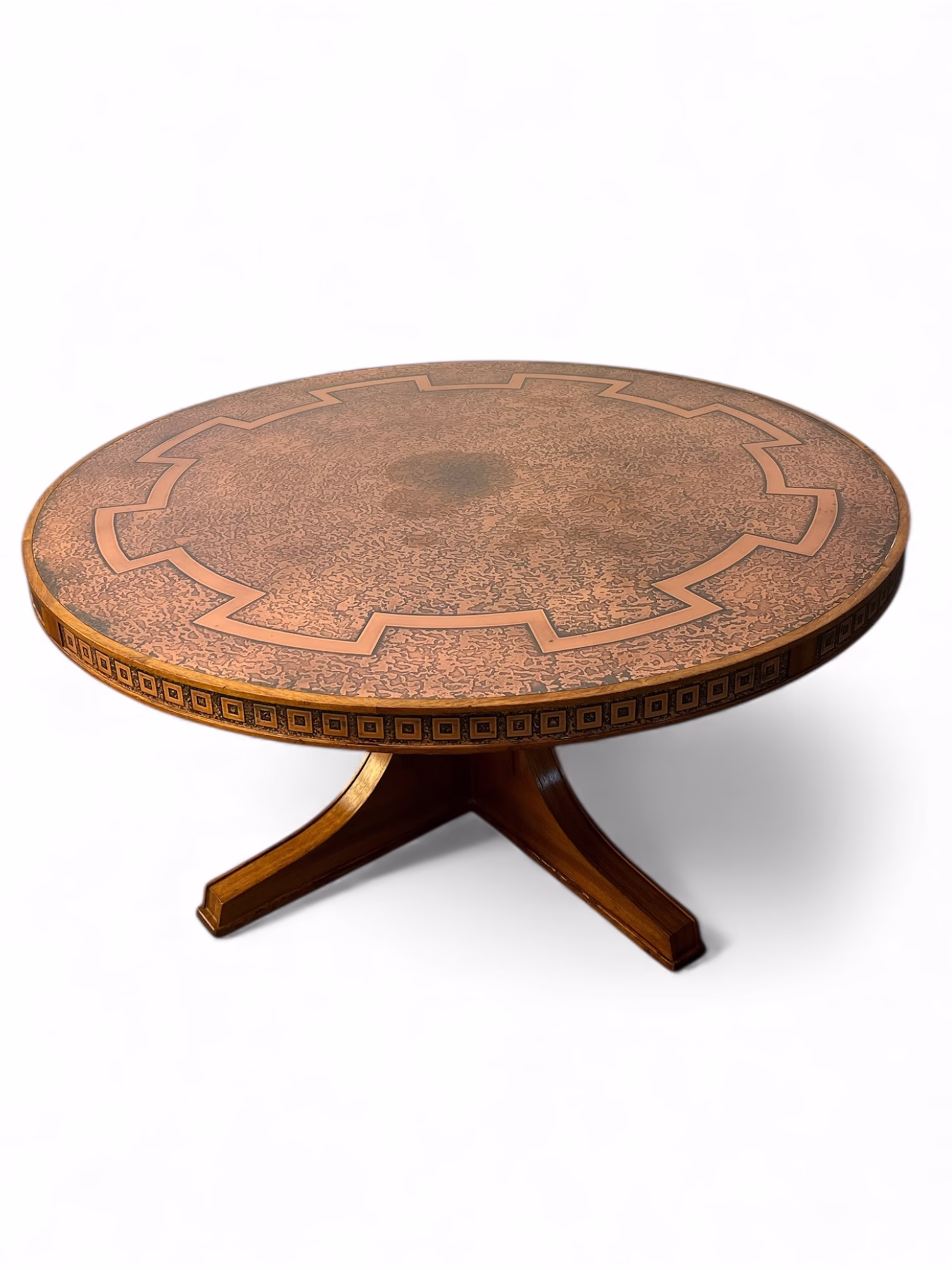 Masă joasă vintage Art Deco cu blat decorativ patinat, Europa, anii 1960