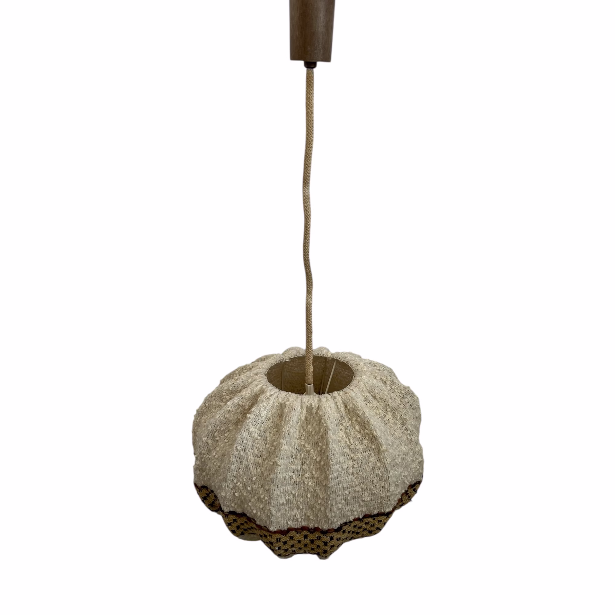 Lampă suspendată vintage din lână țesută manual, stil boho / rustic anii 70 Corpuri de iluminat