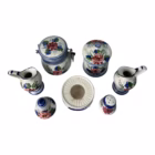 Set ceramic vintage pictat manual – model floral alpin cu 7 piese Servicii de masa