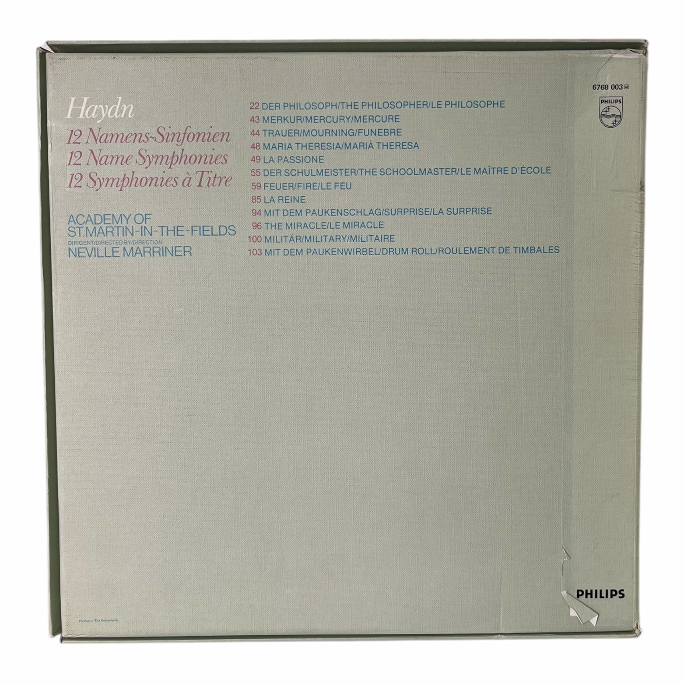 12 Name Symphonies Joseph Haydn Academy of St Martin in the Fields Neville Marriner box set 6 LP Philips stereo Decoratiuni