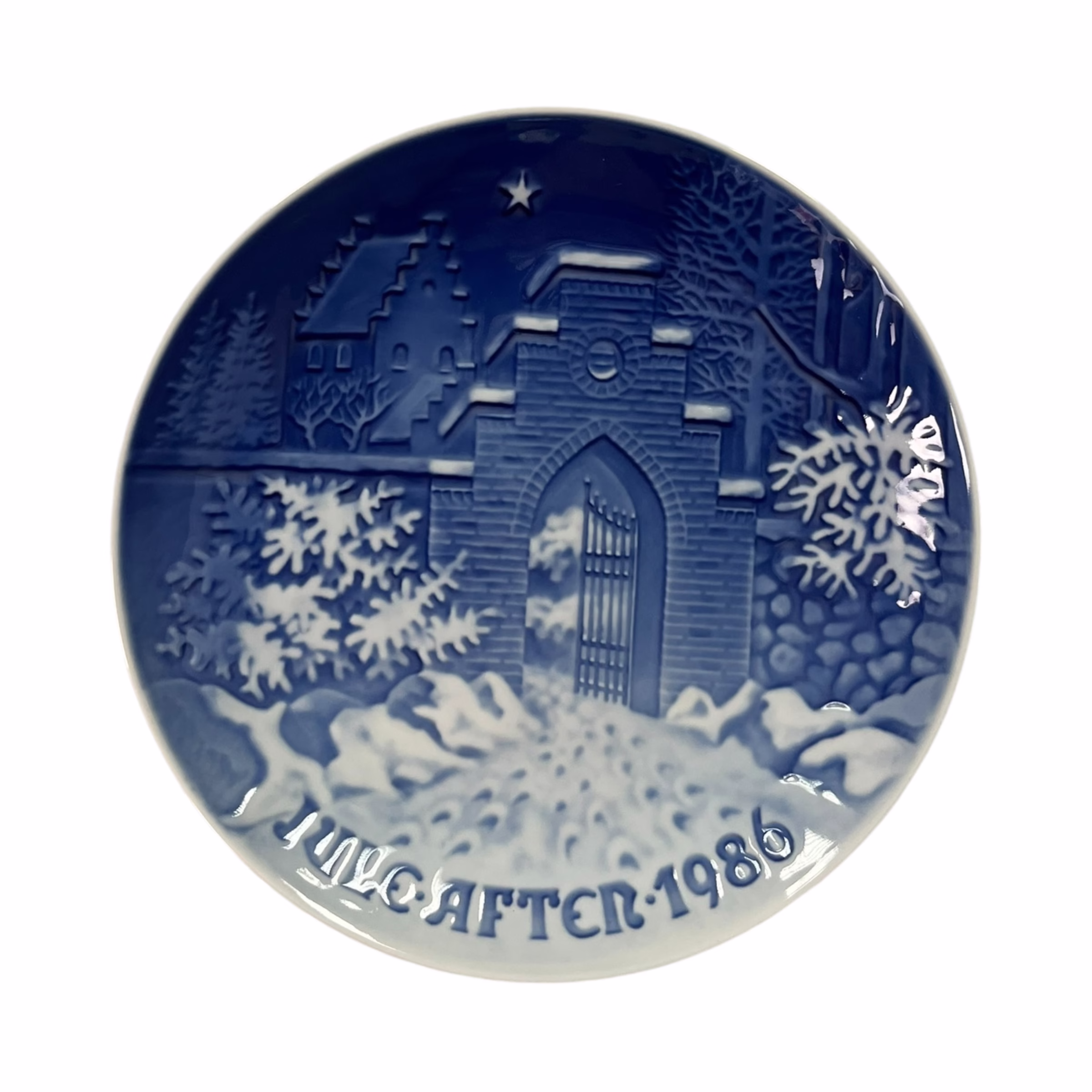 Farfurie decorativă de Crăciun din porțelan Royal Copenhagen Juleaftener 1986 Silent Night Holy Night