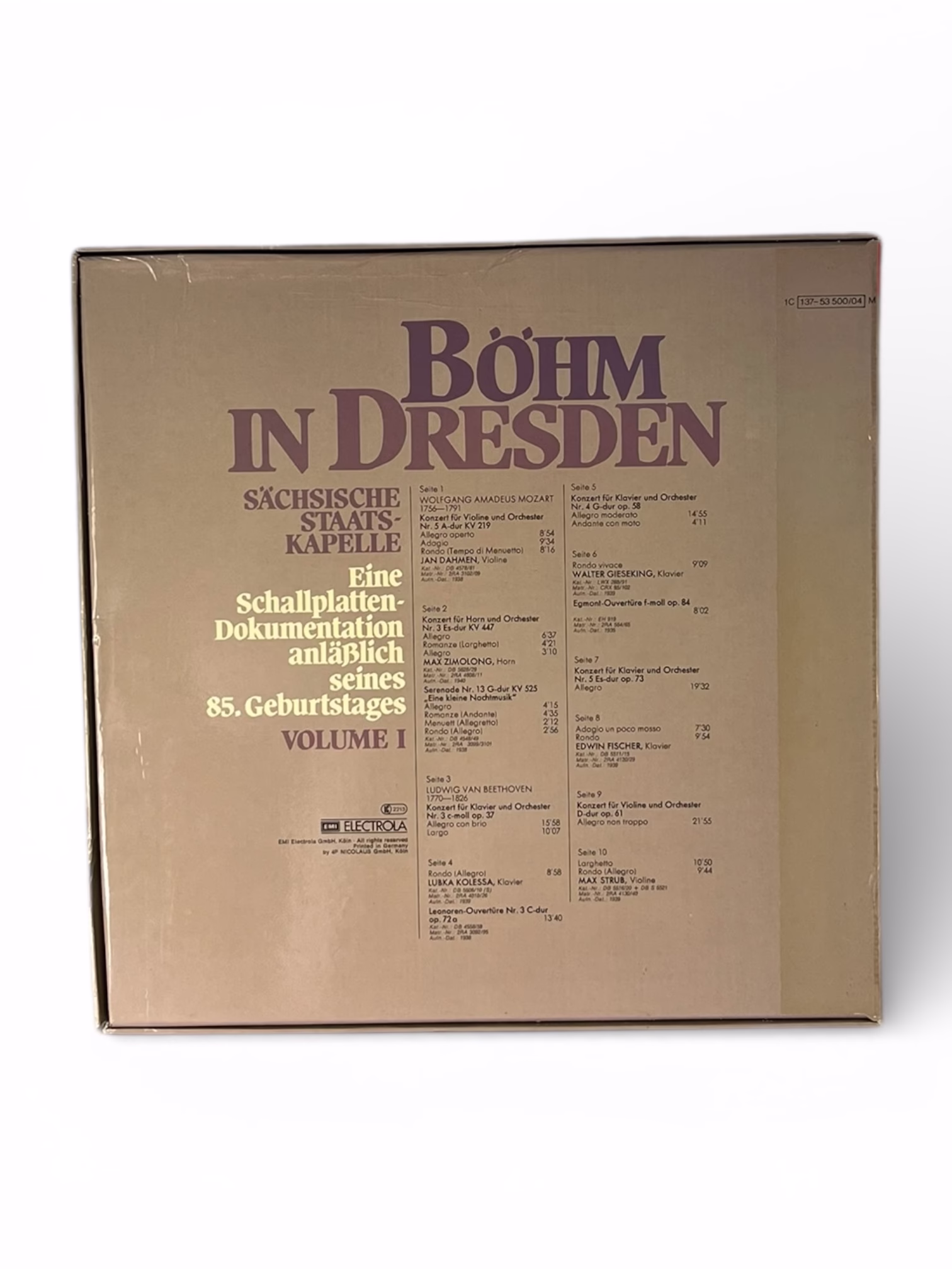 Böhm in Dresden – Volume I – Box set 5 LP-uri vinil, EMI / Electrola, Staatskapelle Dresden Decoratiuni