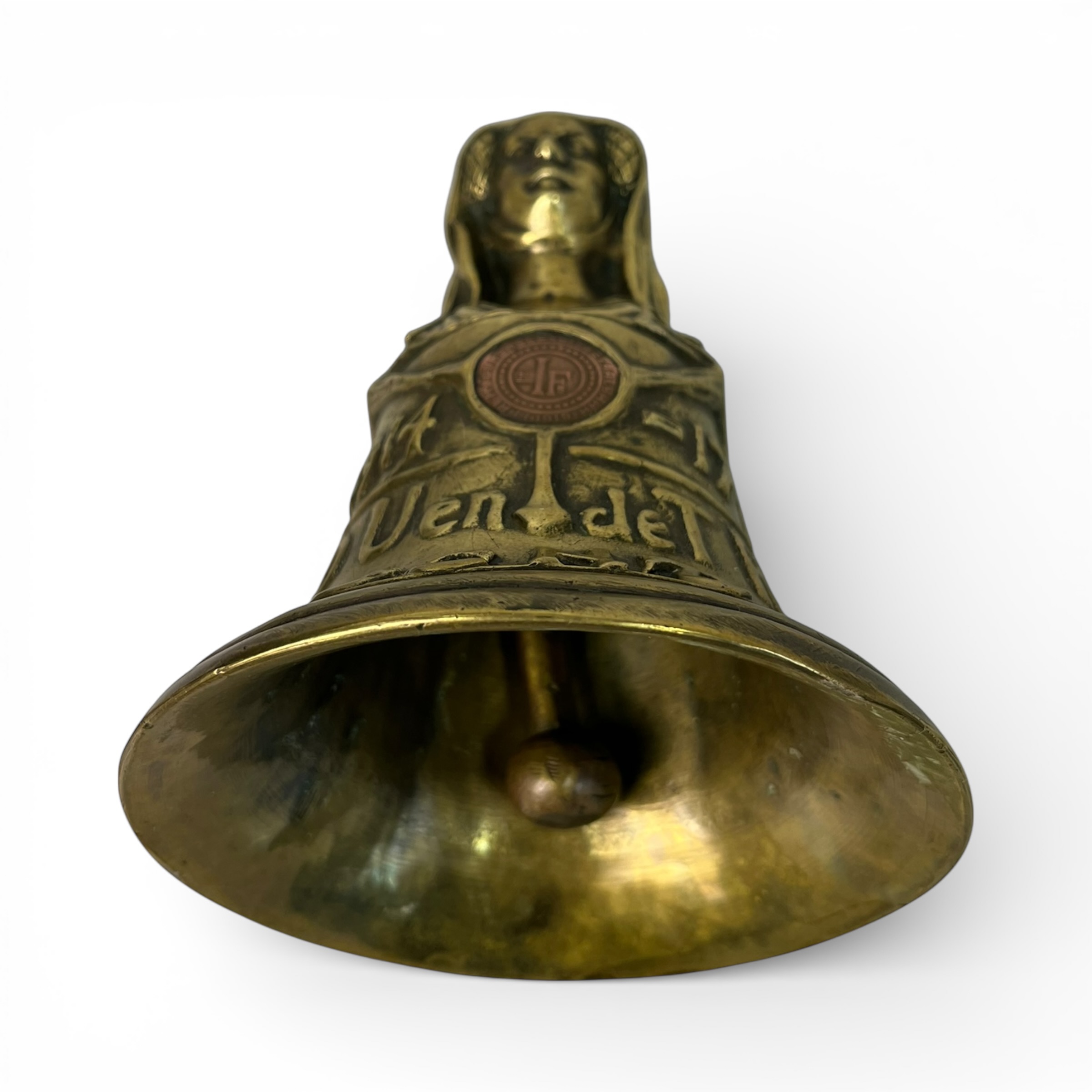 Clopot decorativ din bronz/alămă, model comemorativ 1914–1917 „On ne passe pas – Verdun – Gent” Decoratiuni