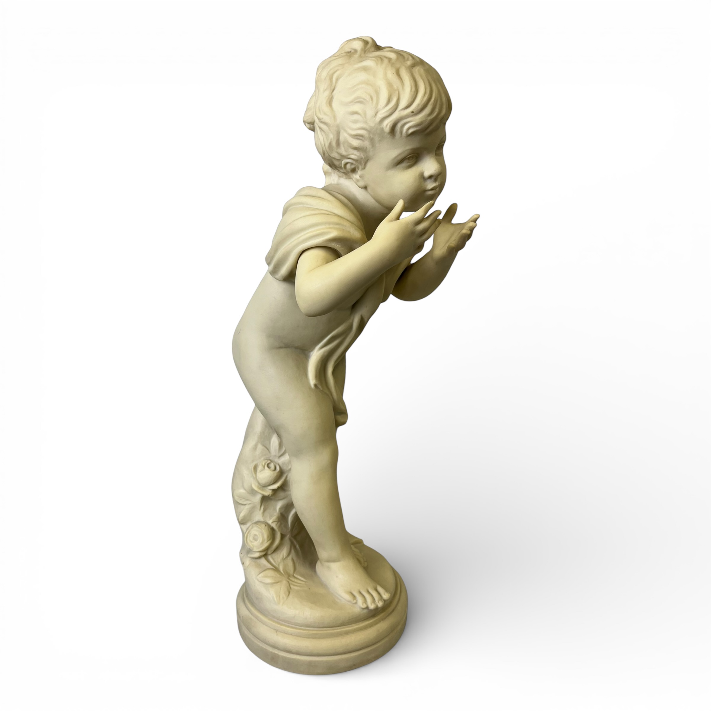 Statuetă sculptată manual din piatră naturală, copil în manieră neoclasică, 12 kg Decoratiuni