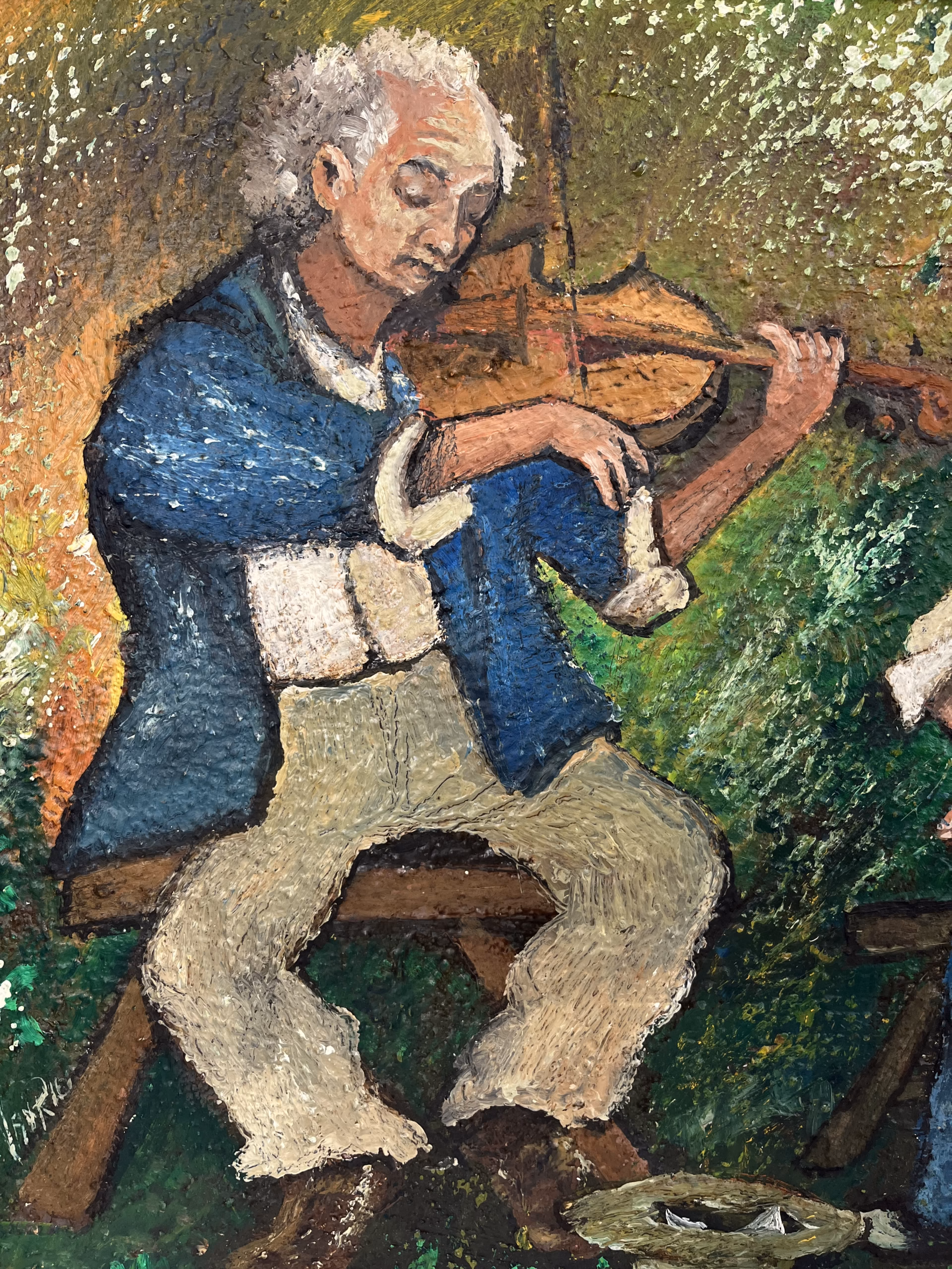 Pictură în ulei pe pânză – „Duo de muzicieni” – semnată, 1991 Decoratiuni Magazin de mobila decoratiuni si corpuri de iluminat vintage Pictură în ulei pe pânză – „Duo de muzicieni” – semnată, 1991 Decoratiuni