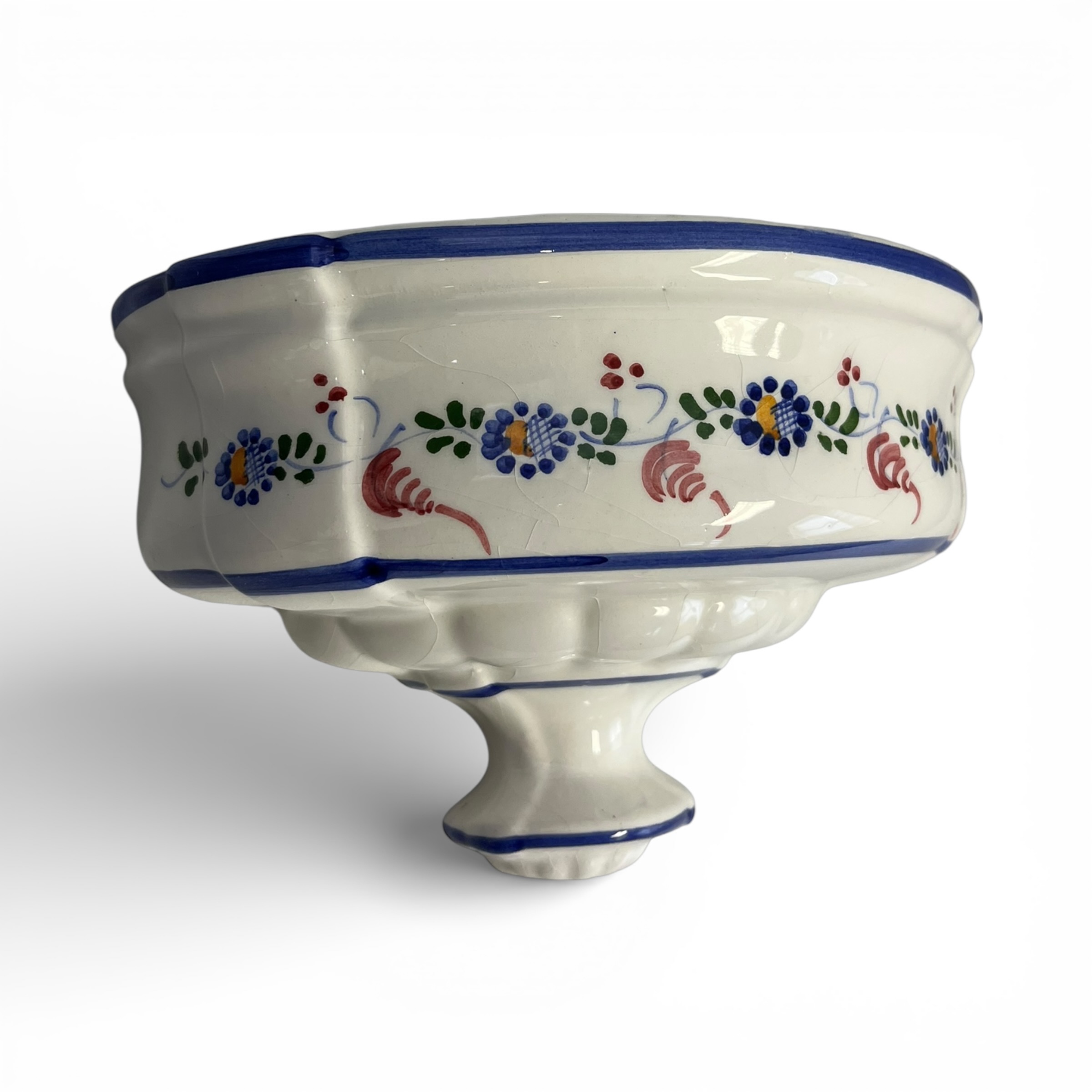 Jardinieră de perete din ceramică smălțuită, decor floral policrom Decoratiuni
