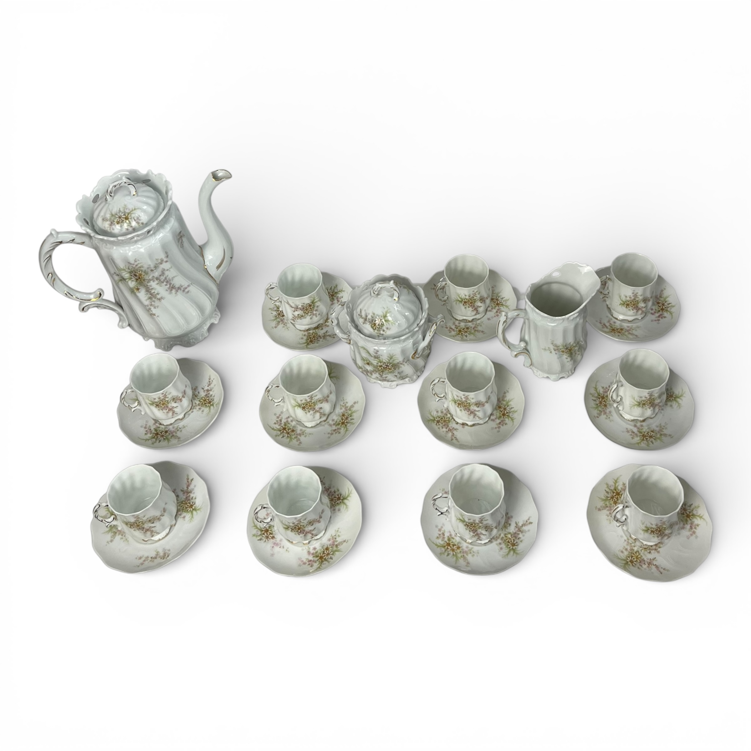 Serviciu cafea/ceai din porțelan fin „Pompadour” R&C – set complet pentru 11 persoane Servicii de masa