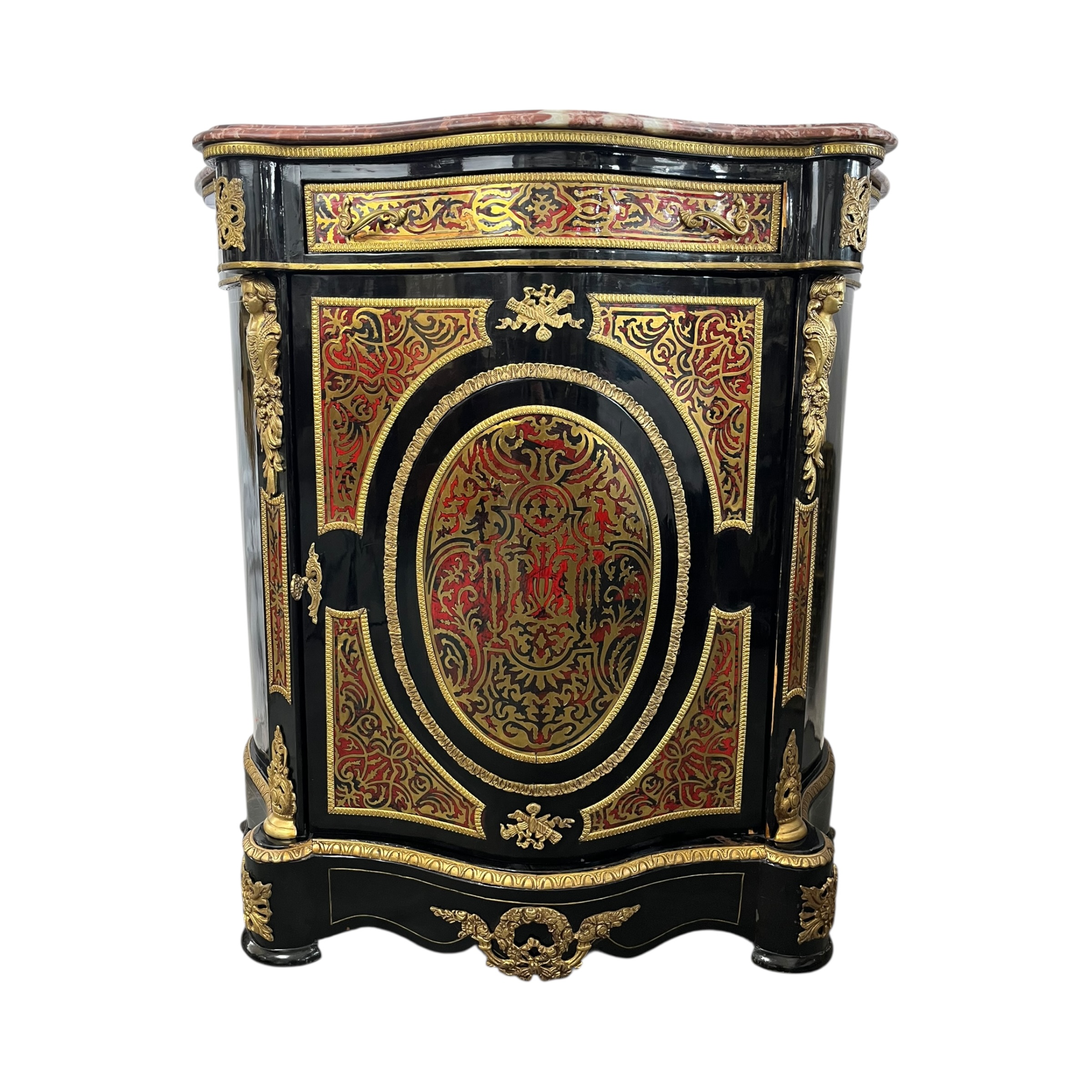 Comodă Napoleon III Boulle cu blat din marmură – piesă de colecție, Franța sec. XIX Articole de colecție