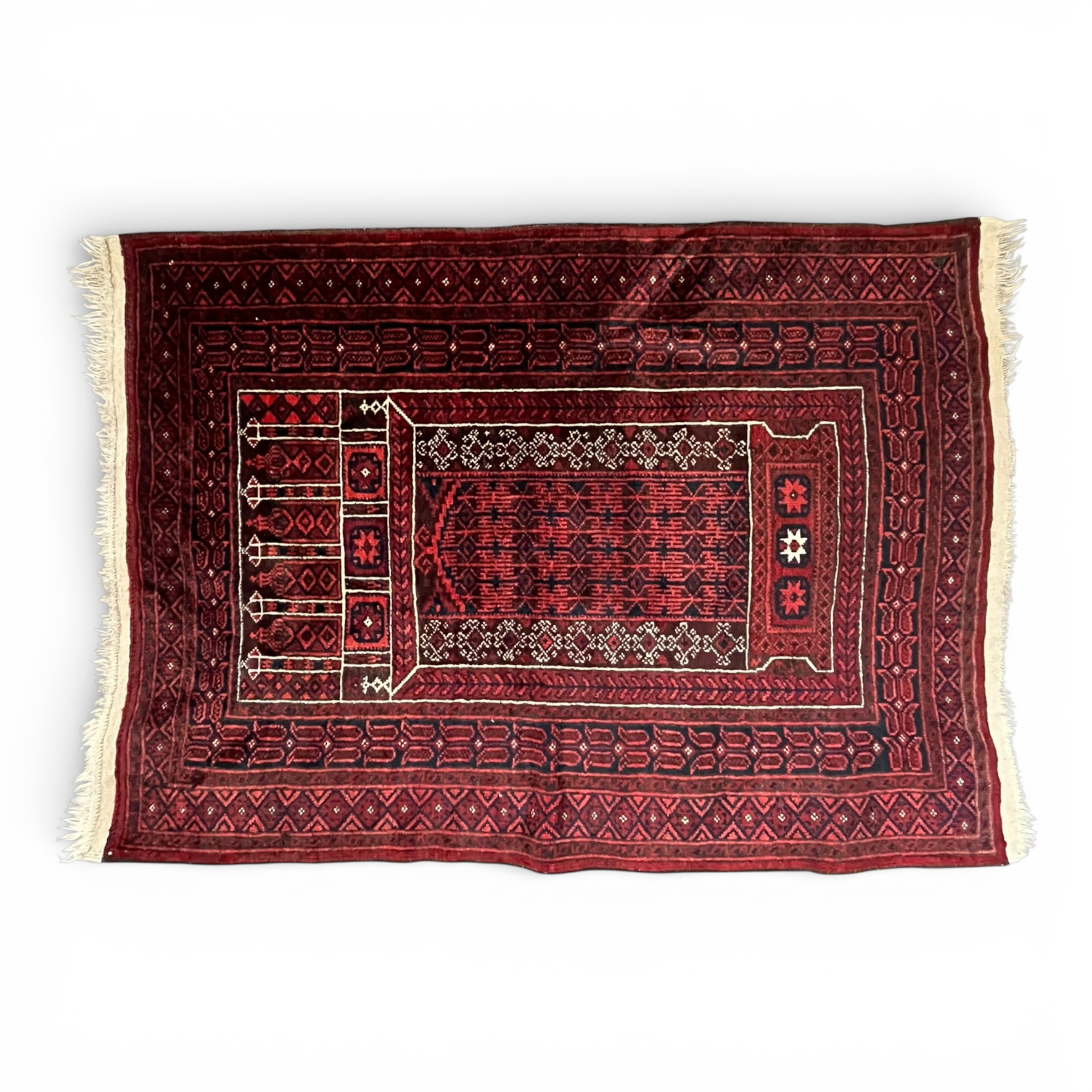 Covor oriental Afgan / Beluch, lână țesută manual, 130 x 93 cm, model tribal tradițional Covoare