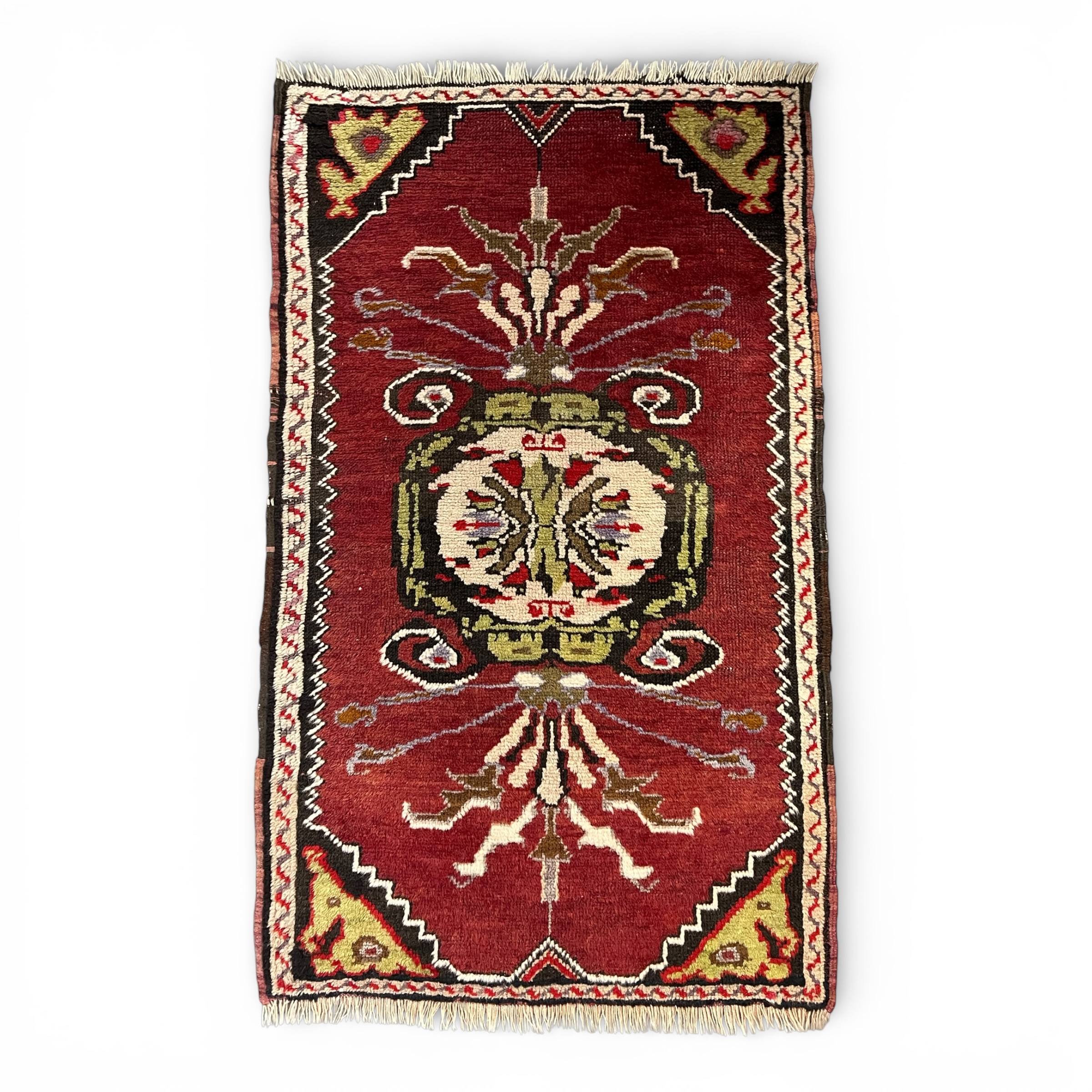 Covor oriental Afgan / Beluch, lucrat manual din lână, 100 x 58 cm, model tribal tradițional Covoare