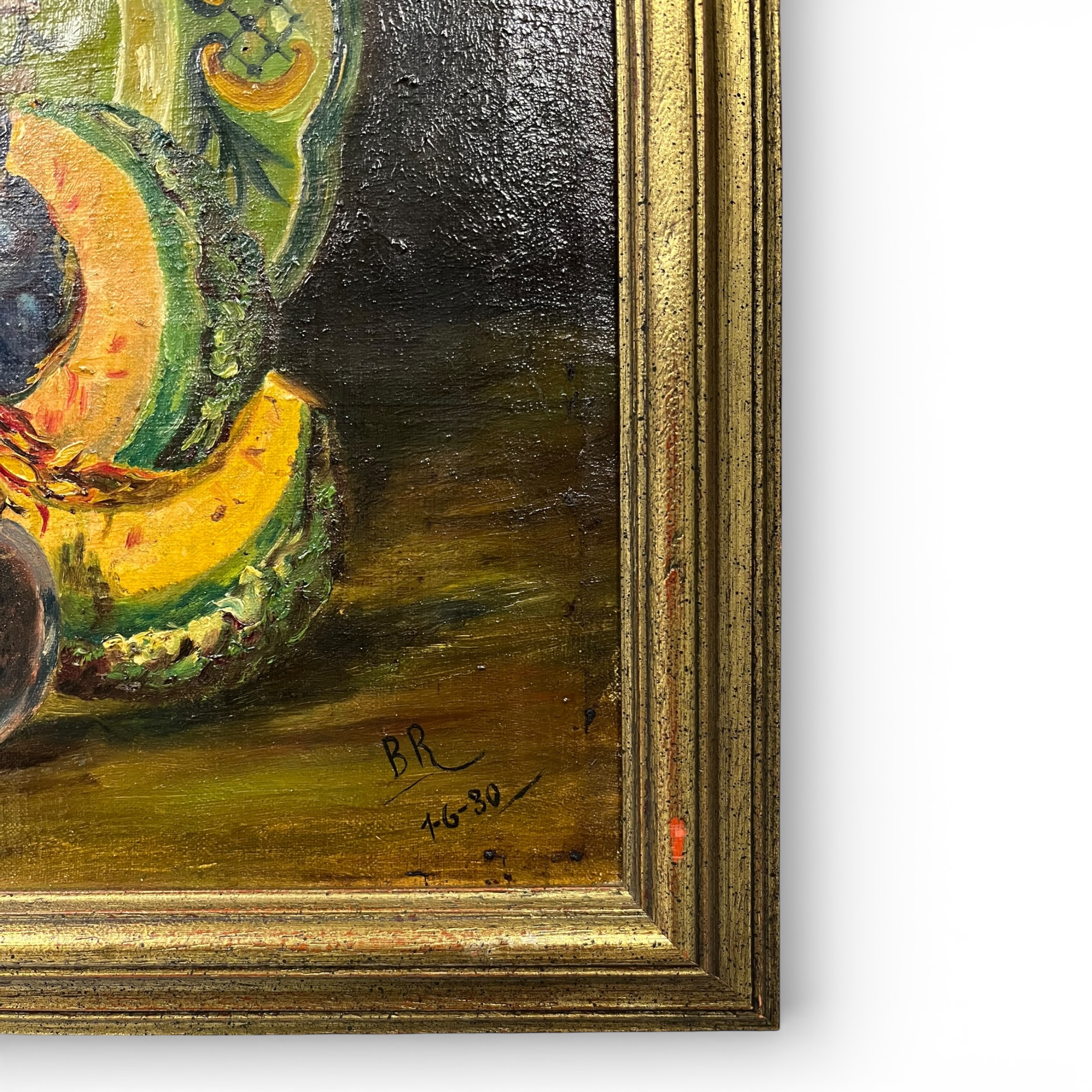 Natură statică cu fructe și vas ornamental – Ulei pe pânză, semnat „BR”, datat 1.6.1930 Decoratiuni