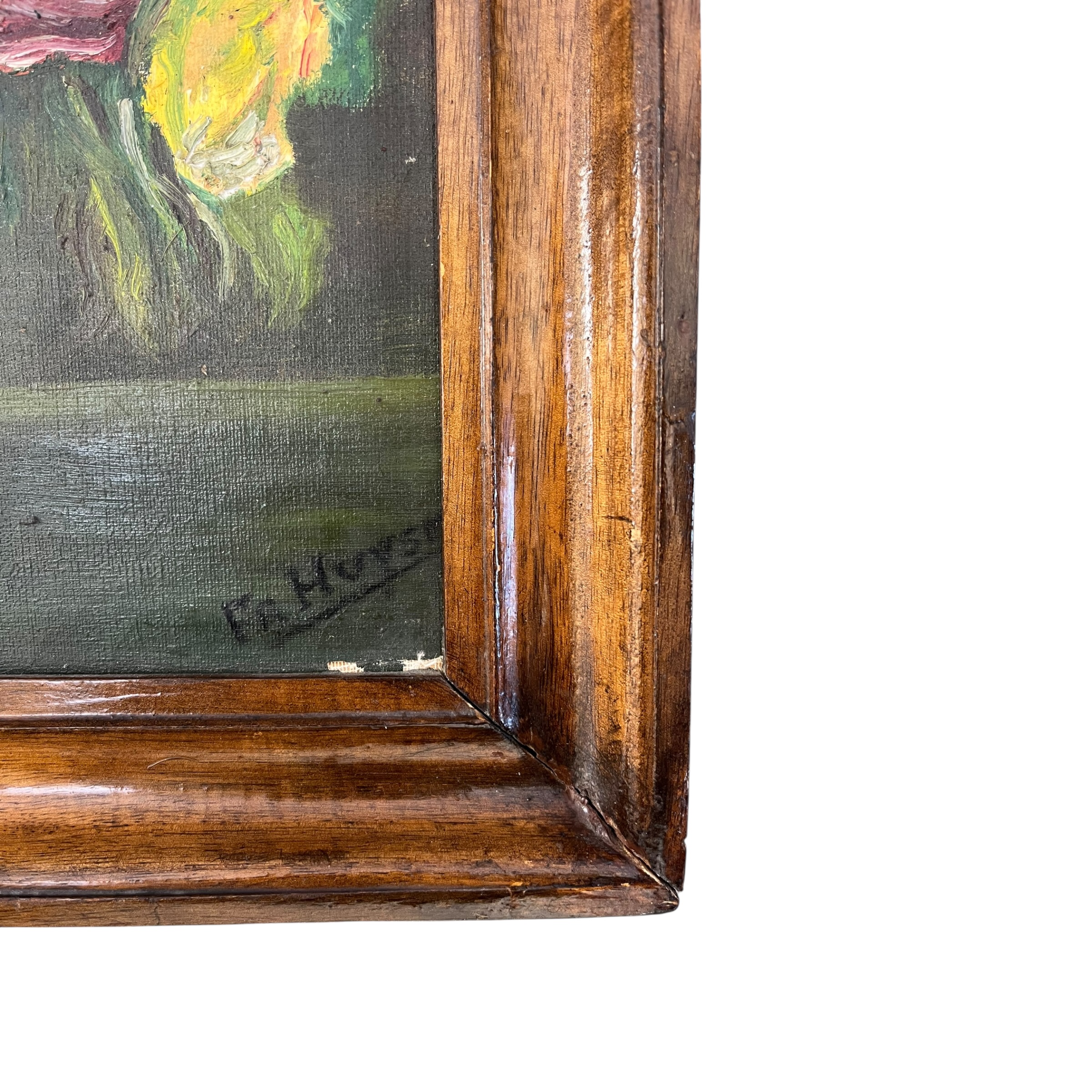 Tablou natură statică cu flori – pictură în ulei pe pânză, semnată, stil impresionist, sec. XX Decoratiuni