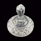 Bombonieră vintage din cristal tăiat cu capac – model geometric cu stea, stil Bohemian cut crystal Boluri