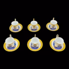 Set 6 cești cu farfurioare din porțelan fin – decor egiptean Tutankhamon – Fine Porcelain Cesti cafea
