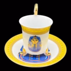 Set 6 cești cu farfurioare din porțelan fin – decor egiptean Tutankhamon – Fine Porcelain Cesti cafea