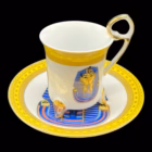 Set 6 cești cu farfurioare din porțelan fin – decor egiptean Tutankhamon – Fine Porcelain Cesti cafea