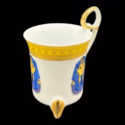 Set 6 cești cu farfurioare din porțelan fin – decor egiptean Tutankhamon – Fine Porcelain Cesti cafea