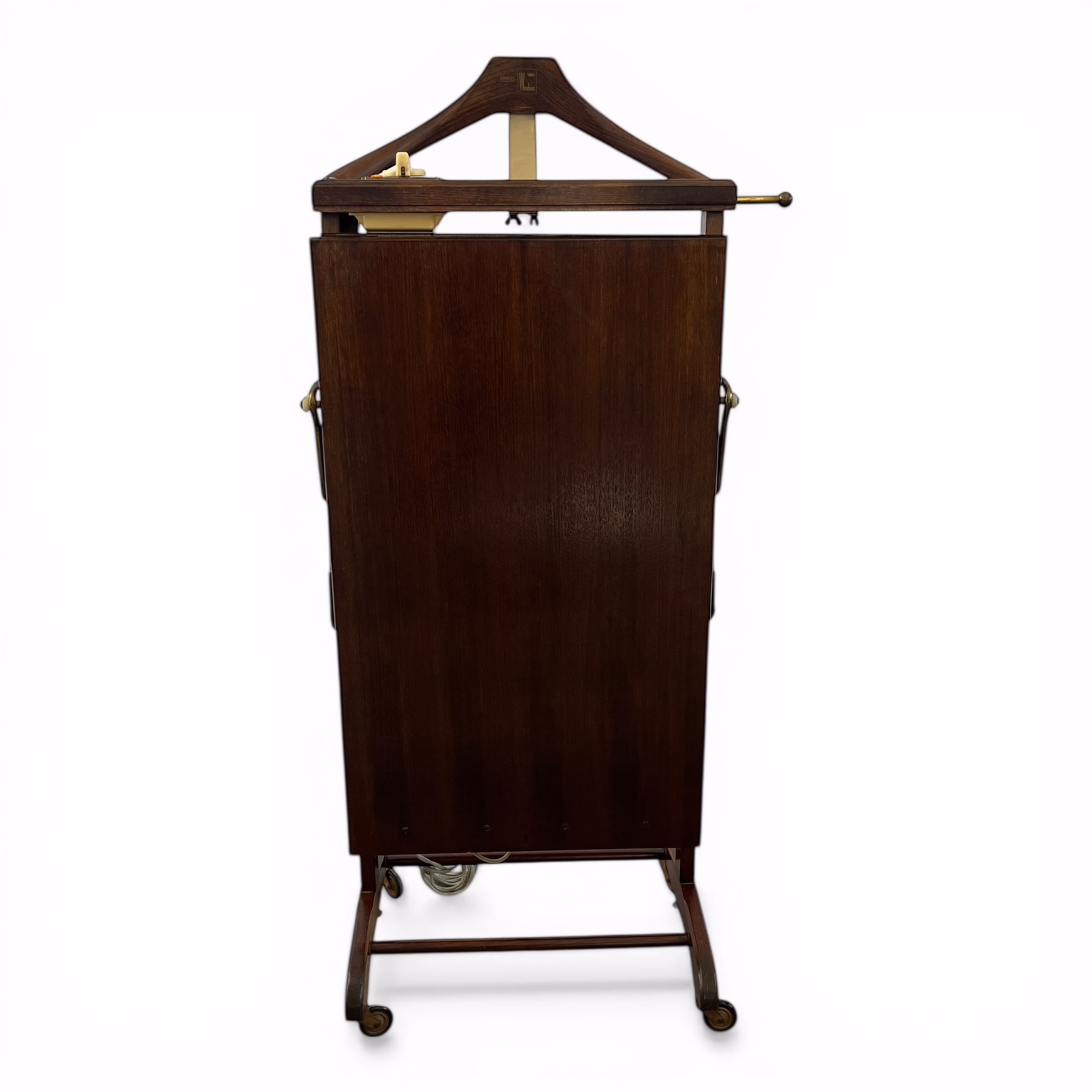 Presă electrică de pantaloni vintage Windsor Pressmaster – valet din lemn masiv, Germania Mobilier