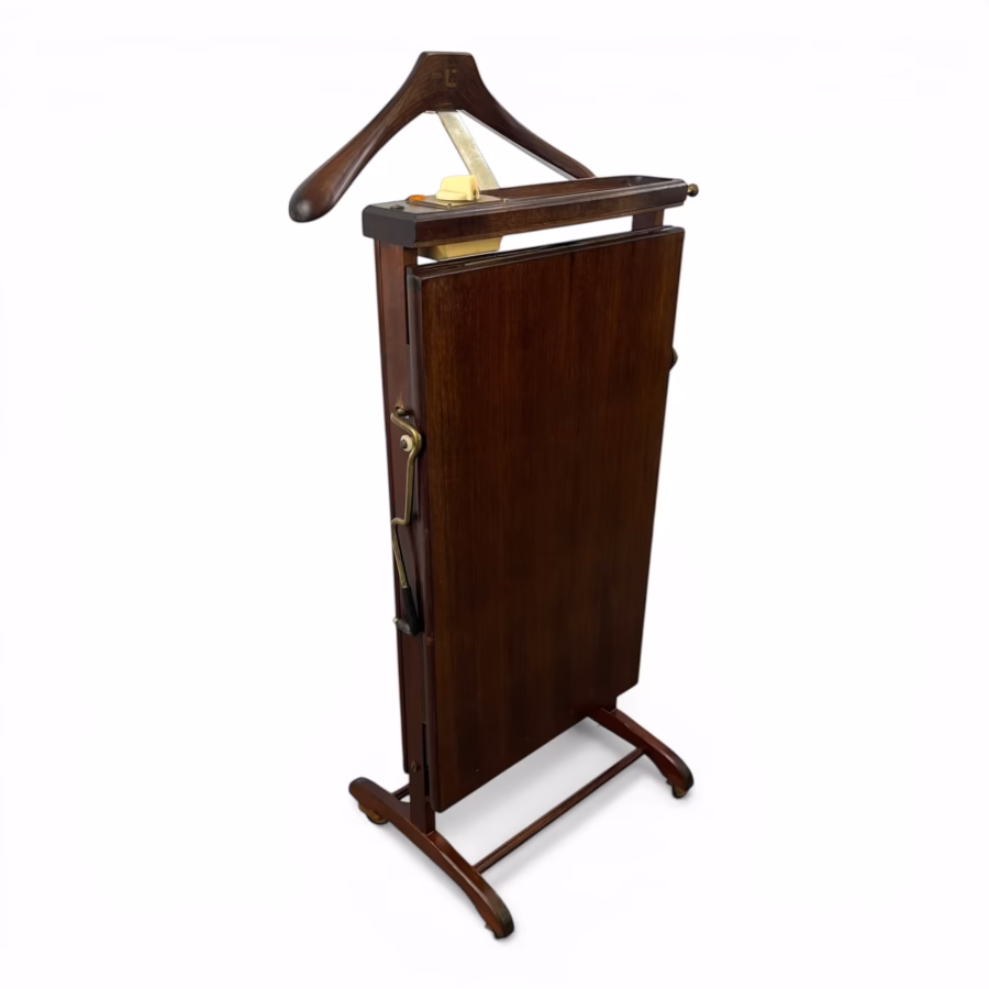 Presă electrică de pantaloni vintage Windsor Pressmaster – valet din lemn masiv, Germania