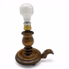 Lampă de masă vintage rustică din lemn masiv cu abajur decorativ din carton și șnur Corpuri de iluminat