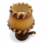 Lampă de masă vintage rustică din lemn masiv cu abajur decorativ din carton și șnur Corpuri de iluminat