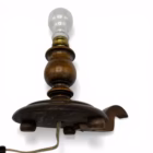 Lampă de masă vintage rustică din lemn masiv cu abajur decorativ din carton și șnur Corpuri de iluminat