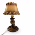Lampă de masă vintage rustică din lemn masiv cu abajur decorativ din carton și șnur Corpuri de iluminat