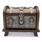 Cufăr decorativ vintage din lemn cu elemente metalice, stil medieval / gotic Decoratiuni