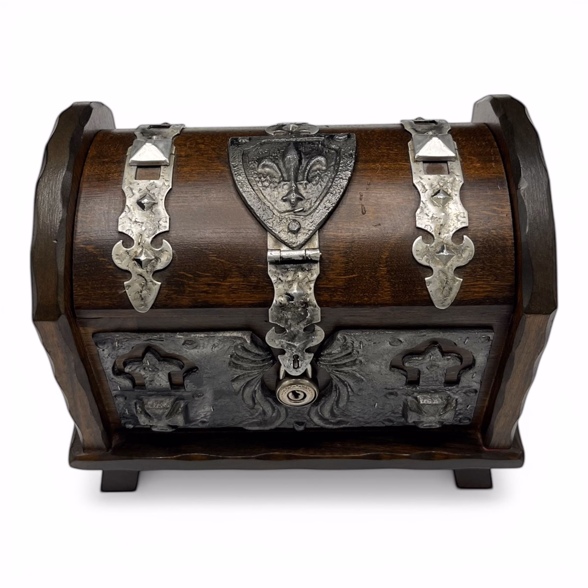 Cufăr decorativ vintage din lemn cu elemente metalice, stil medieval / gotic Decoratiuni
