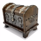 Cufăr decorativ vintage din lemn cu elemente metalice, stil medieval / gotic Decoratiuni