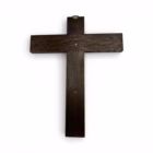 Crucifix vintage din lemn masiv cu corpus metalic, stil modernist, sec. XX Decoratiuni