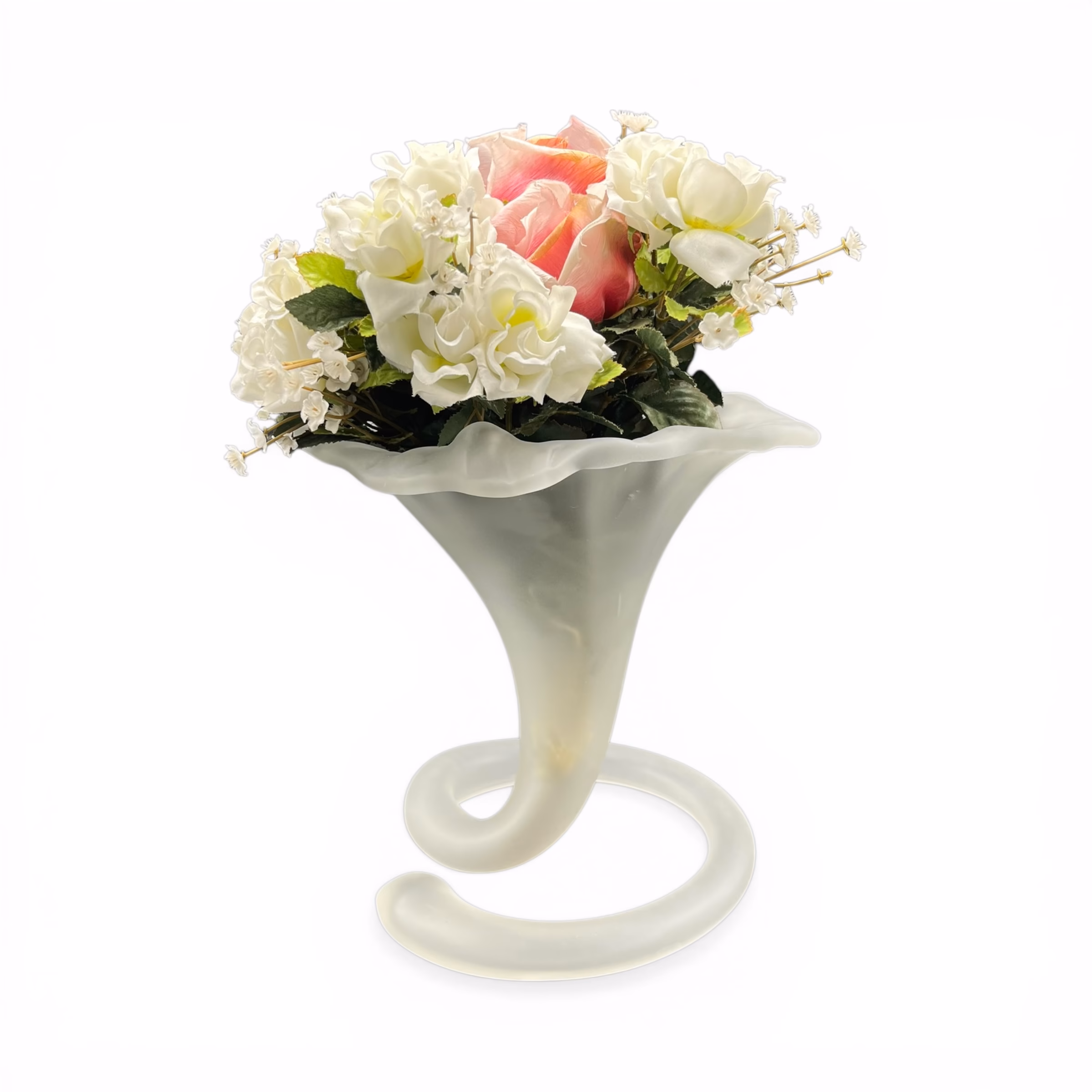 Vază decorativă din sticlă satinată, design organic cu bază spiralată Decoratiuni