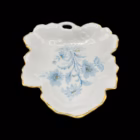 Platou decorativ din porțelan Limoges Franța, model floral albastru cu margine aurită Portelan