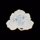 Platou decorativ din porțelan Limoges Franța, model floral albastru cu margine aurită Portelan