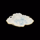 Platou decorativ din porțelan Limoges Franța, model floral albastru cu margine aurită Portelan