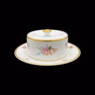 Untieră din porțelan fin Porcelaine de Baudour Belgia, decor floral policrom cu margini aurite Boluri