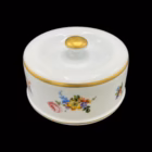 Untieră din porțelan fin Porcelaine de Baudour Belgia, decor floral policrom cu margini aurite Boluri
