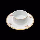 Untieră din porțelan fin Porcelaine de Baudour Belgia, decor floral policrom cu margini aurite Boluri