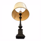 Lampă de masă vintage cu abajur original și bază metalică decorativă Corpuri de iluminat