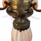 Candelabru vintage Art Nouveau din alamă/bronz, 5 brațe, abajururi sticlă originale, cca. 1900 Candelabre