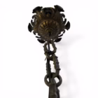 Candelabru vintage Art Nouveau din alamă/bronz, 5 brațe, abajururi sticlă originale, cca. 1900 Candelabre