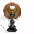 Lampă de masă vintage din cositor, cu abajur textil și element decorativ din ceară naturală Corpuri de iluminat